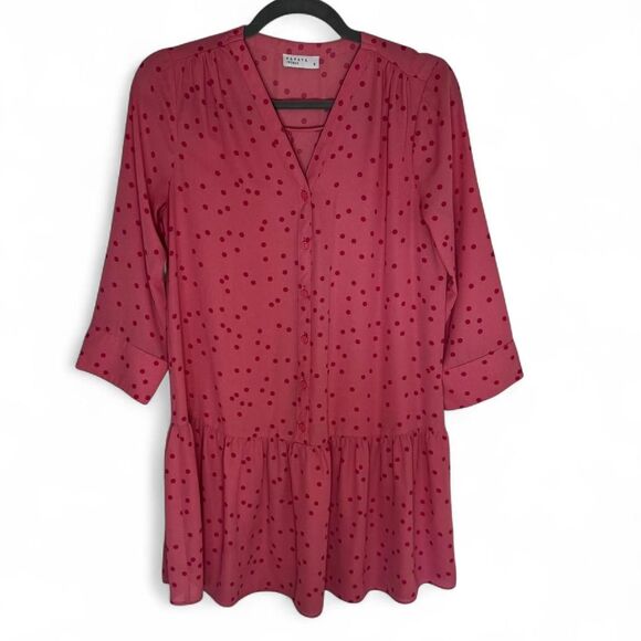 Papaya Women's Pink Polka Dot Babydoll Dress. Preppy. Coastal. - Picture 1 of 7